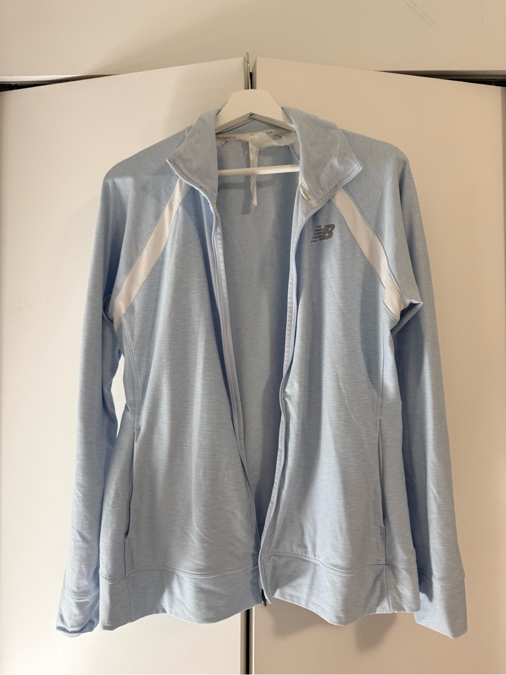 New Balance Pale Blue Track Jacket with White Accents